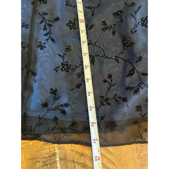 Besty & Adam 90s Vampy Gothic Beaded Mesh Overlay Prom Dress Maxi Black Blue 14 - Picture 10 of 16